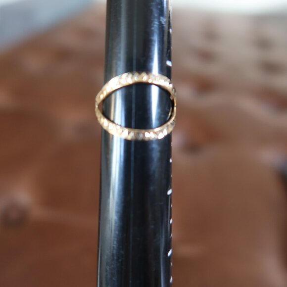 14K yellow gold diamond cut crisscross X ring size 7 ladies super sparkly - Picture 8 of 12